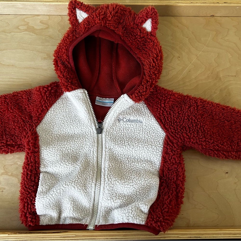 Columbia Red and White Hooded Fleece